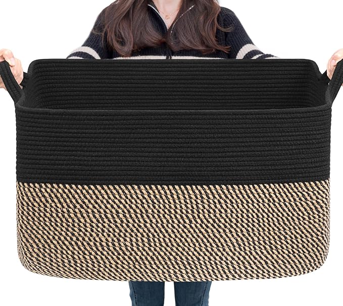 Goodpick 75L Extra Large Woven Blanket Basket, Pillows & Toys, Living Room & by Goodpick