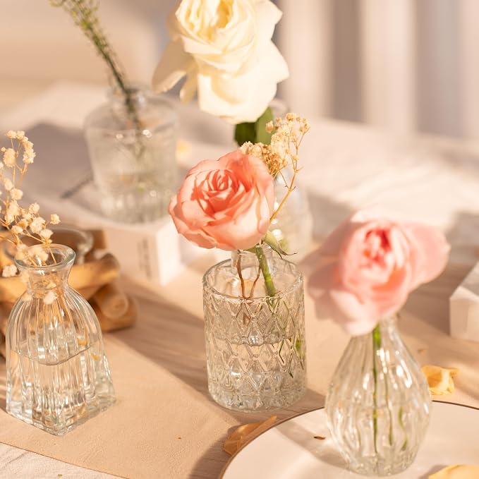 Clear Glass Bud Vase Set of 14 Pcs, Small Bud Vases in Bulk, Glass Crystal - Image 7
