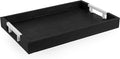 Modern Elegant 17.5"x12" Black Rectangle Shagreen Faux Leather Decorative Tray by HomeRedefined