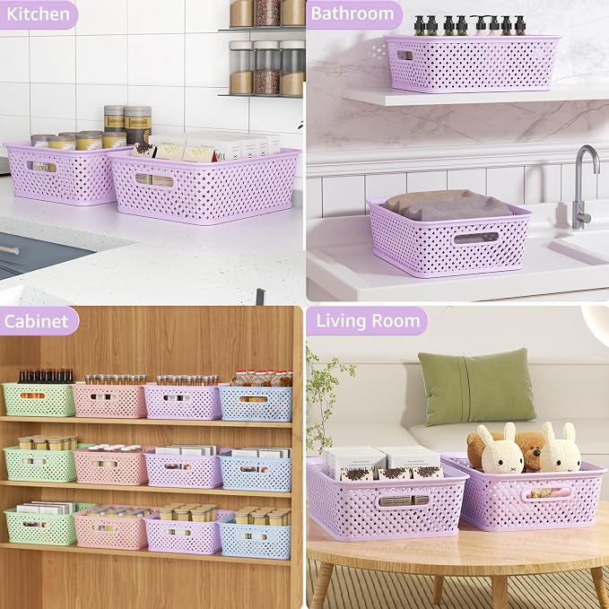 MaxGear 3 Pack Plastic Storage Baskets, Suitable - Image 4