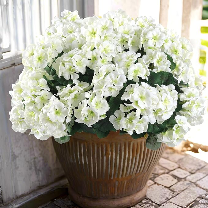 Hananona 12 Pcs Artificial Geranium Flowers by HANANONA