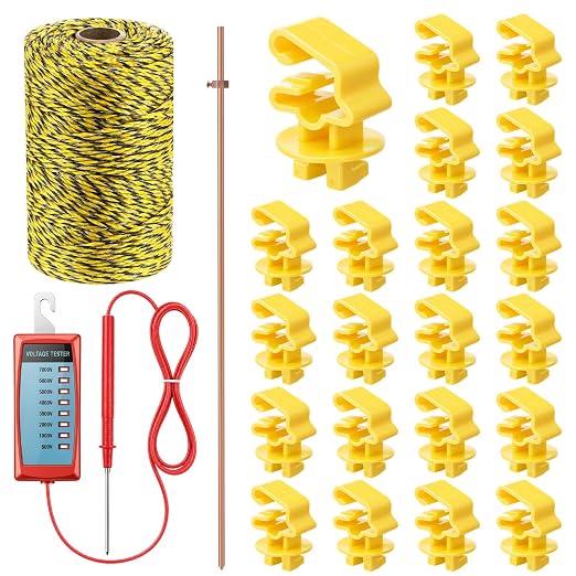 Zonon 24 Pcs Electric Fence Kit Include 656 ft Electric Fence Polywire and by Zonon