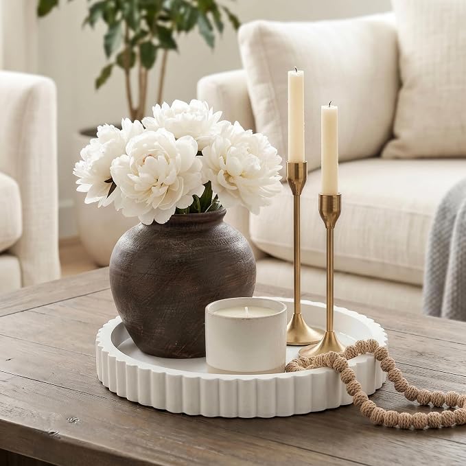 FGU 2 Pack Round Wood Decorative Trays - Image 6