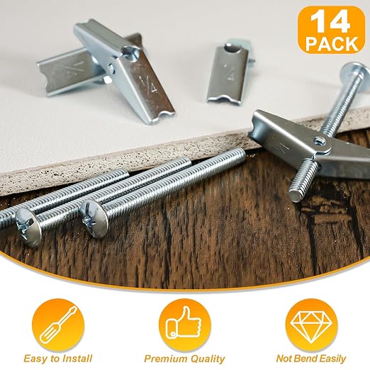 1/4 Toggle Bolts for Drywall, Dry Wall Anchors and Screws Kit, Butterfly - Image 2