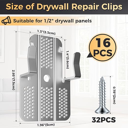 16 Pack Drywall Repair Clips, Easy Install Drywall Clips, Drywall Patch Clip | - Image 2