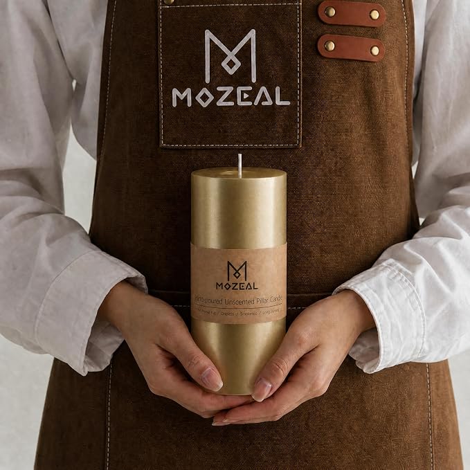 MOZEAL 4" x 10" Extra-Large Gold Pillar Candles, Long Clean-Burning, These Tall - Image 2