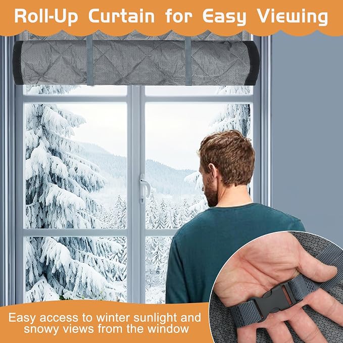 Window Insulation kit, 3-Layer Cotton Thermal Insulated Window Cover 47 Inch x - Image 4