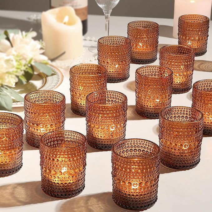 36 Pack Votive Candle Holders, Amber Vintage Candles Holders by TRIRITE