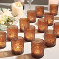 12 Pack Votive Candle Holders, Amber Vintage Candles Holders by TRIRITE