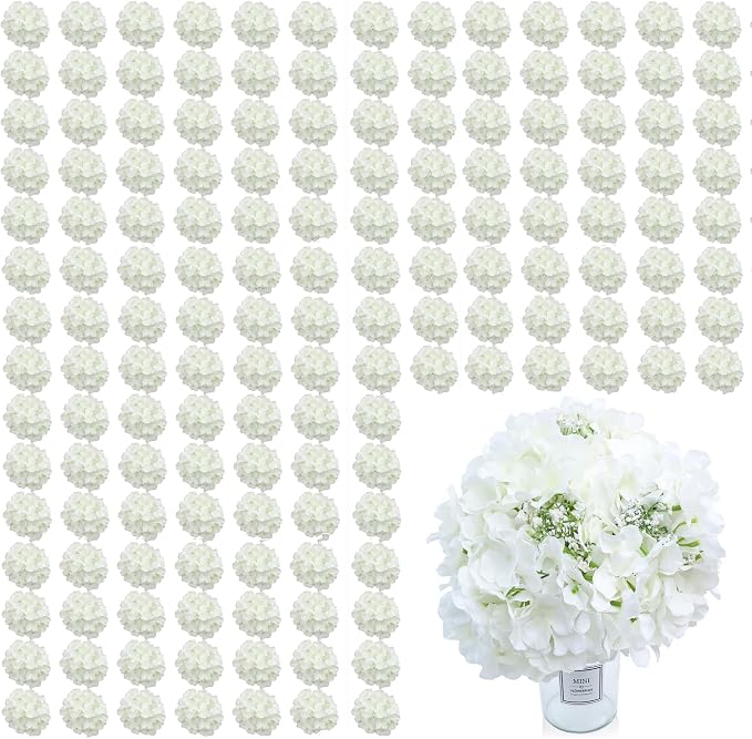 AVIVIHO 105 Pcs White Hydrangeas Artificial Flowers Bulk White Silk Flowers by Aviviho
