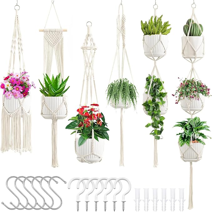 SFENNGPET Macrame Plant Hangers, handmade macromay plant hangers, indoor flower by SFENNGPET