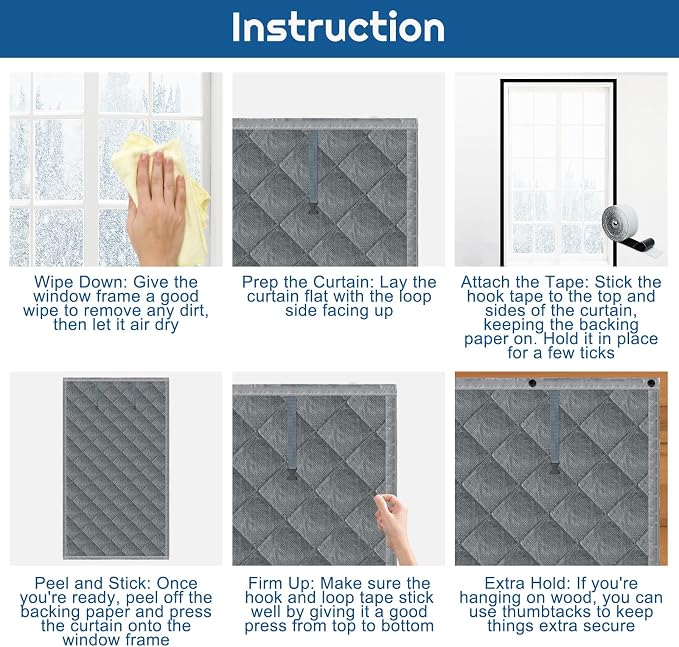 Window Insulation kit, 3-Layer Cotton Thermal Insulated Window Cover 47 Inch x - Image 7