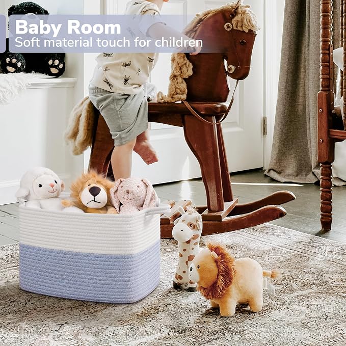 Goodpick Woven Storage Basket for Shelves, Light Blue | Stylish Gift Basket for - Image 4