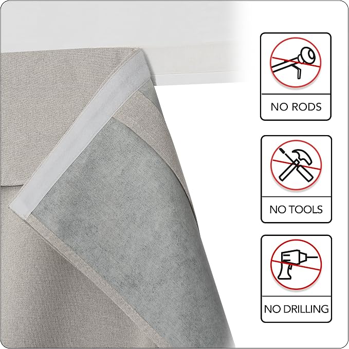 RYB HOME Linen Door Curtain 100% Blackout French Door Blinds - Image 6