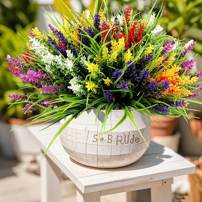 24 Bundles Artificial Plants Flowers Outdoor, UV Resistant, Mix 6 Colors | Faux - Image 5