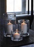 Hurricane Candle Holders Glass Cylinders Set of 3 | Clear Seeded Bubbles by ARIAMOTIONLIGHTING