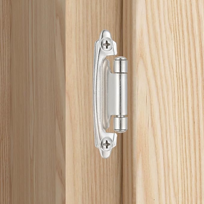 Brushed Nickel Cabinet Hinges, 3/8” Inset, 4 Pack | - Image 3
