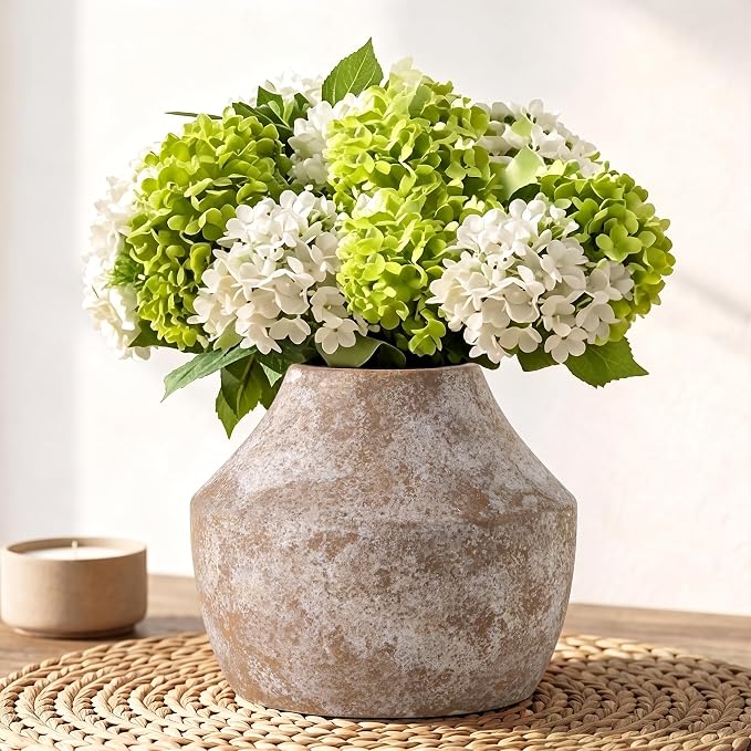 Ceramic Flower Vase for Centerpieces, 5.2in Pottery Small Ceramic Vases | by CUCUMI