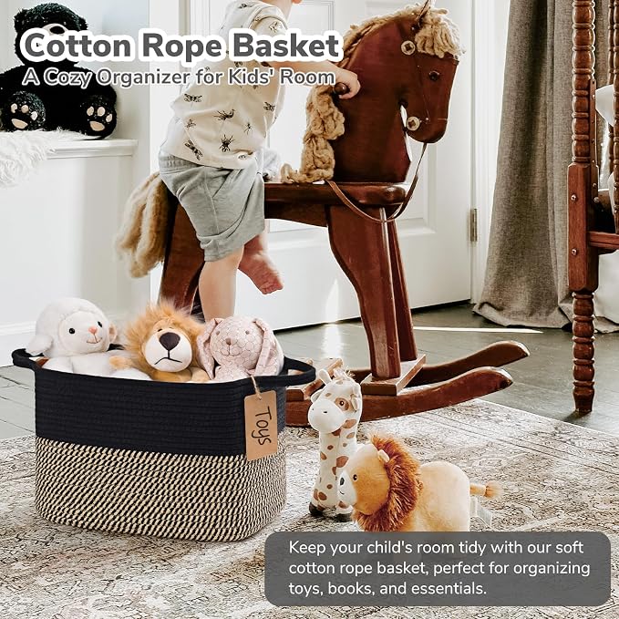 Goodpick Woven Storage Basket for Shelves, Wicker Baskets for Shoes, Toys & - Image 2