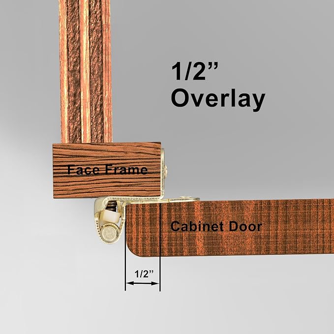 Gold Cabinet Hinges, 1/2” Overlay, 4 Pack | - Image 2