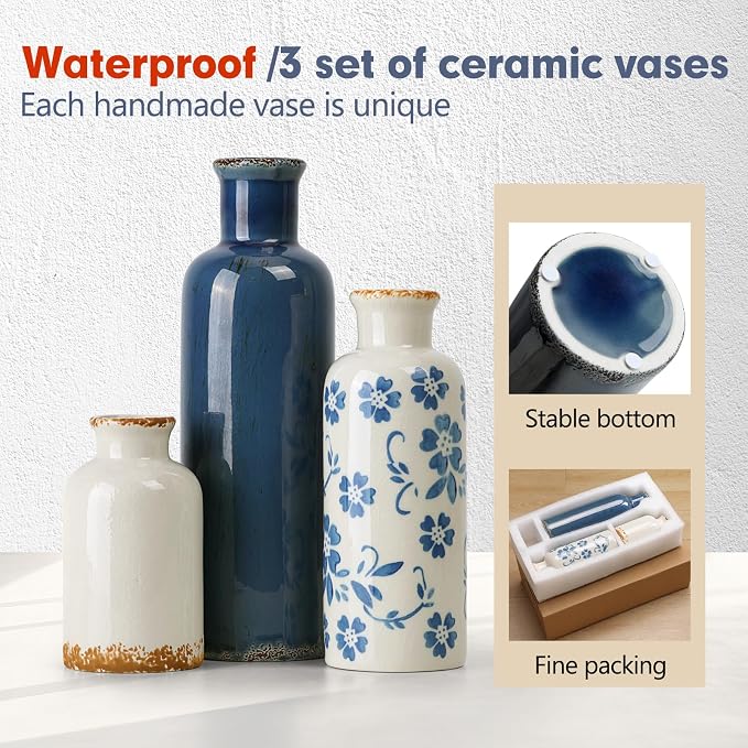 Vintage Ceramic Vases Set of 3, Flower Vase - Image 3