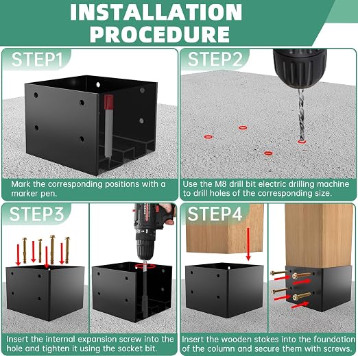 6x6 Post Base, Concealed Fastener Concrete Post Anchor, Elevated Post Base | - Image 5