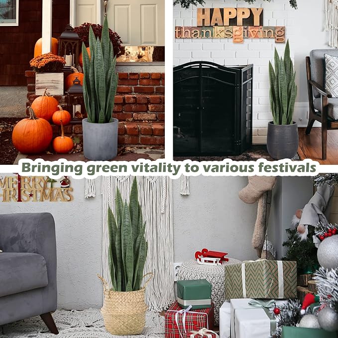 Worth Garden 3ft Artificial Snake Plant Fake Sansevieria Indoor Outdoor - Image 8