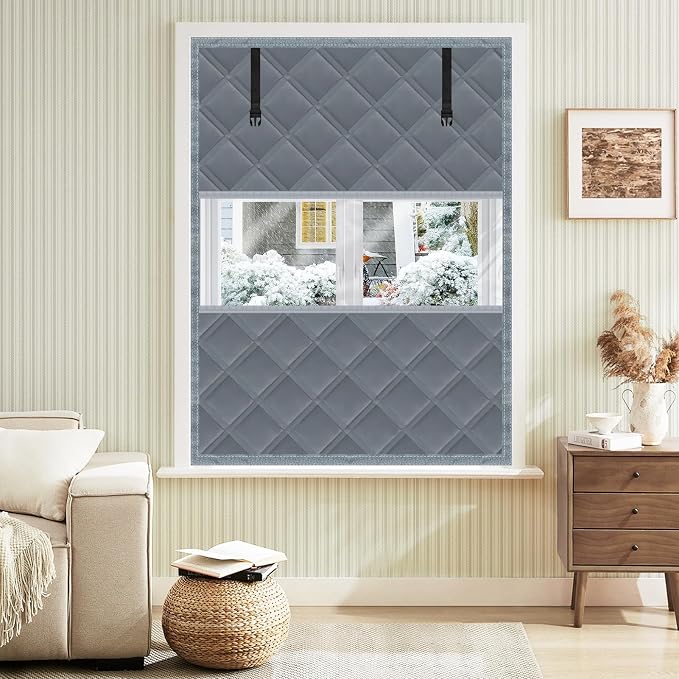Winter Visible Insulated Window Curtain 47"x63", Oxford Cloth Thermal Window by Skloopearg