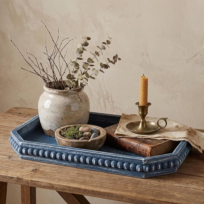 Hrastany Blue Wood Deocrative Tray, Coffee Table Tray - Image 3