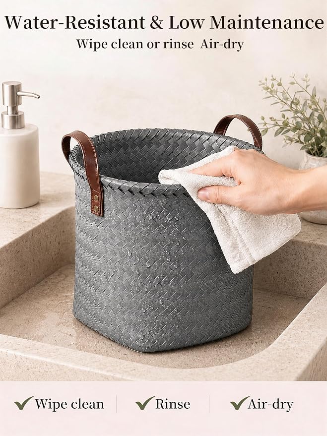 Wicker Storage Baskets, 4 Pack Woven Baskets - Image 7