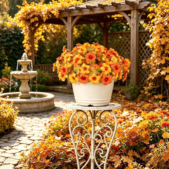 Artificial Fall Flowers for Outdoors, Faux Petunias Autumn Decoration, Fake - Image 7
