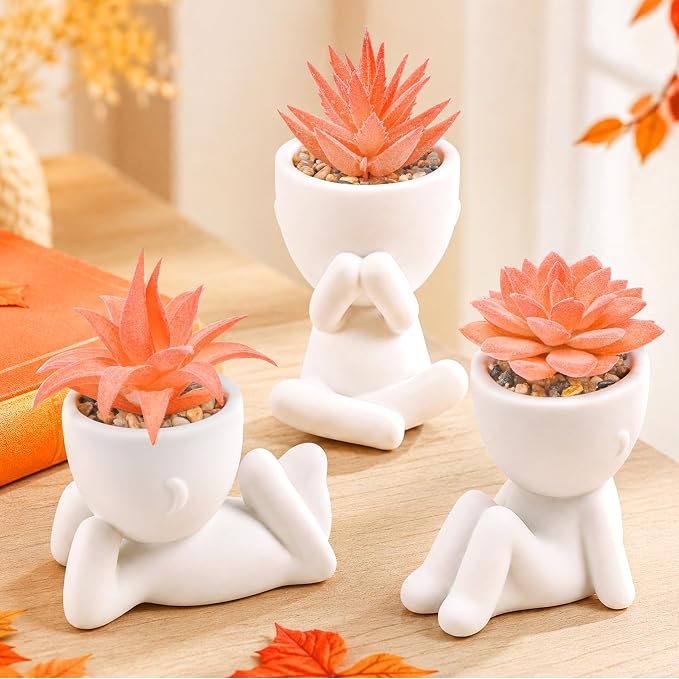Der Rose 3 Pack Fall Fake Succulents Plants Autumn Room Decor by DerRose