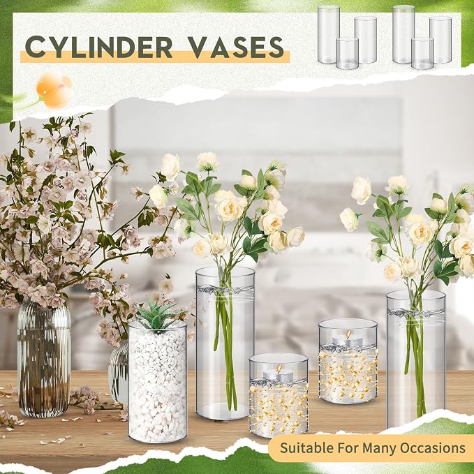 Nuogo 36 Pcs Plastic Cylinder Vases Tall Plastic Flower Vases - Image 6