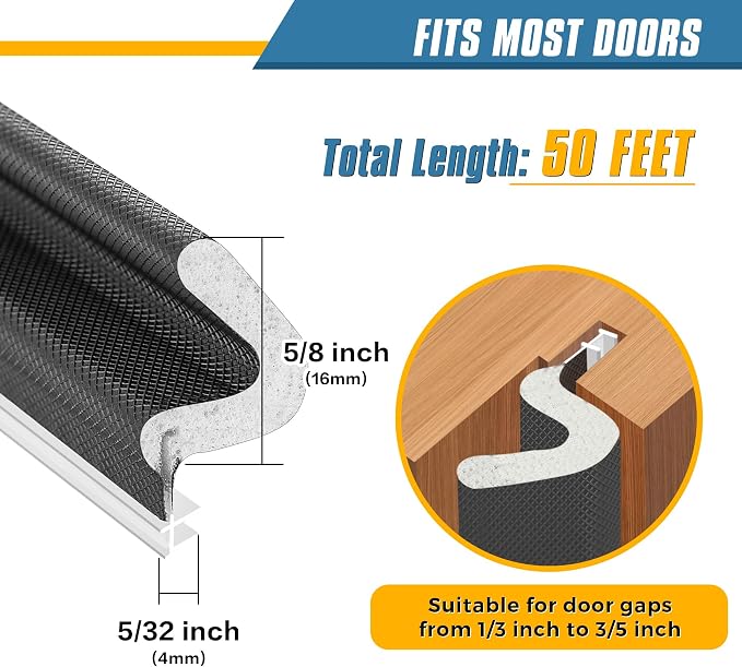 Door Weather Stripping, 50 FT V-Shaped Kerf Seal - Image 4