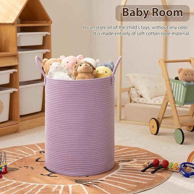 OIAHOMY 60L Nursery Hamper Laundry Basket Laundry Hamper Purple | collapsible - Image 3