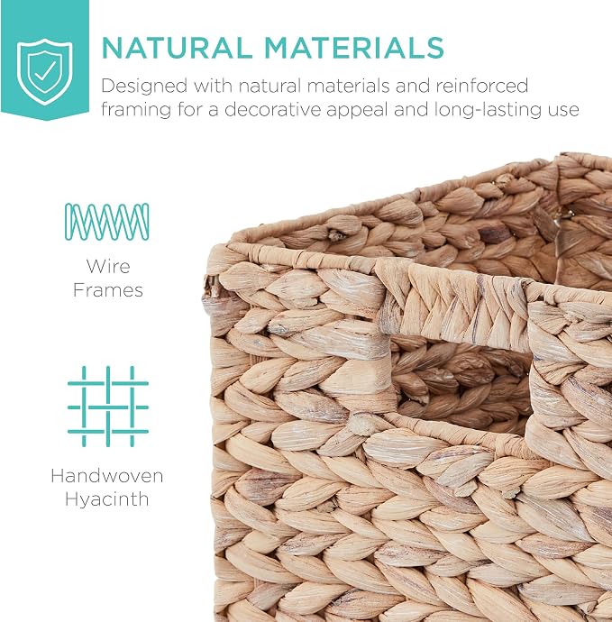 Best Choice Products 13x13in Pack of 5 Cube Storage Baskets, Water Hyacinth - Image 4