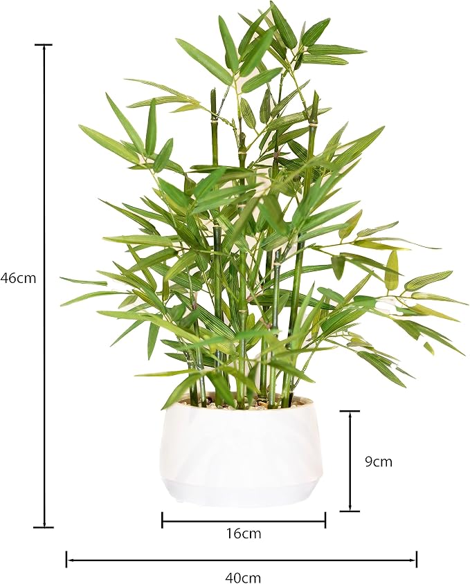 365 Blooming Decor 18 inch Tall White Potted Artificial Bamboo Plant- Luxury - Image 2