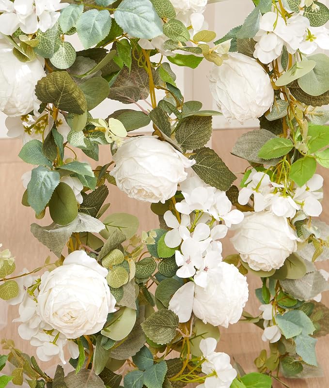 Artificial Flower Garland 2pcs 5.4ft Rose & Hydrangea Vine, Hanging Faux Roses - Image 5
