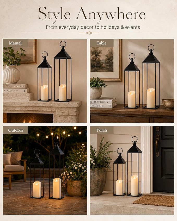 22'' 19'' 17'' Large Decorative Lanterns Indoor Outdoor | - Image 7