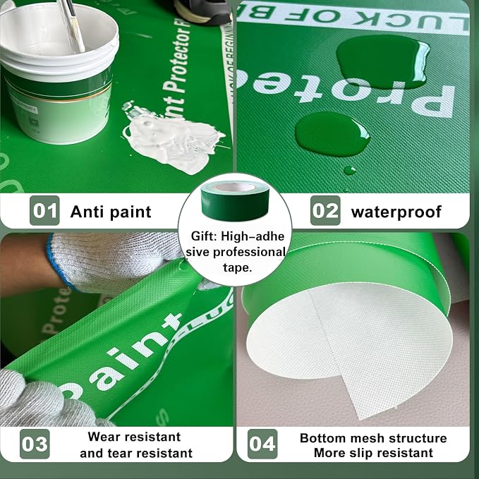Carpet Floor Protection Film Heavy-Duty Temporary Painter Plastic Drop Cloth - Image 2