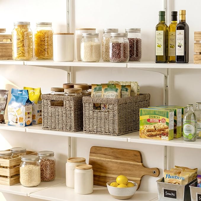 StorageWorks Wicker Baskets for Storage, Seagrass Storage Baskets, Wicker - Image 2