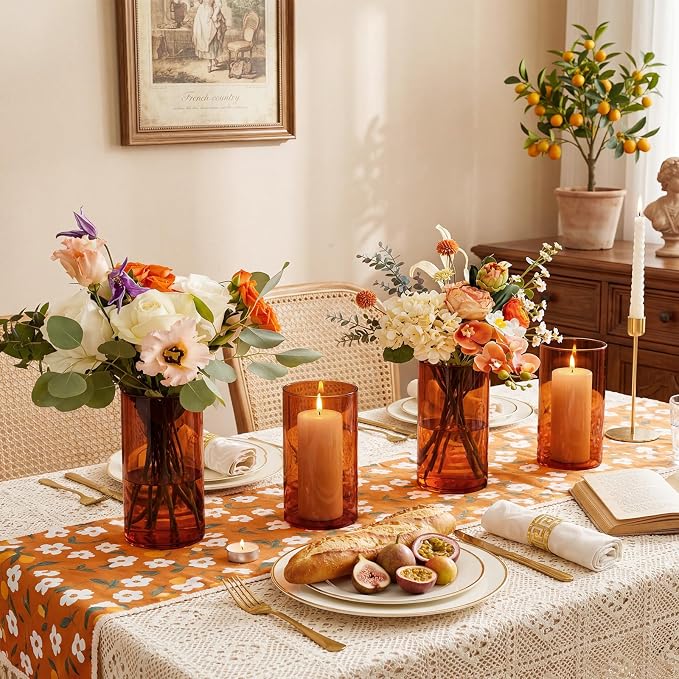 12pcs 6 Inch Amber Glass Cylinder Vases - Image 3