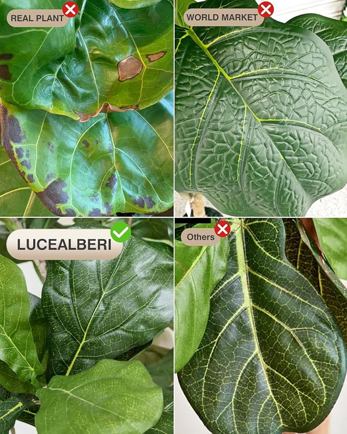 Artificial Fiddle Leaf Fig Tree in Modern White Planter, 5ft | Large Fake Tree - Image 4