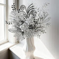 Black silver artificial decorative bouquet, Luxury Gothic silk flowers 17'' | by Unknown