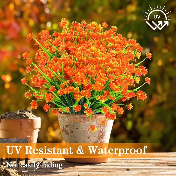 AGIRL Artificial Fall Flowers Fake Mums Outdoor, Faux Plant Porch Decor Home | - Image 5