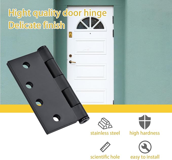 Matte Black Heavy Duty Door Hinge 4 X 4 Inch Commercial Hinges Square Corners - Image 5