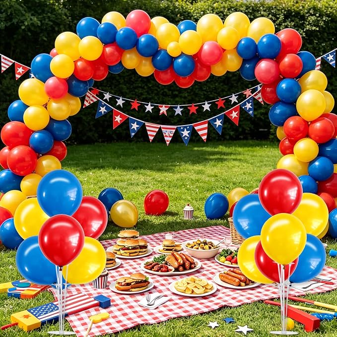 TONIFUL 4 Set Red Yellow Blue Balloon Stand Balloon Centerpieces - Image 5