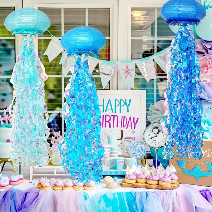 OBXT 10" Blue Jellyfish Paper Lanterns - Image 4