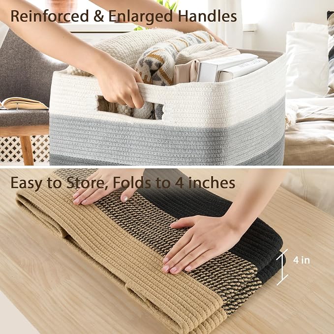 Optish 75L Large Woven Blanket Basket, Storage Basket - Image 5
