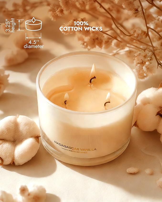 Luxury Vanilla Soy Candles | Large 3 Wick Jar Candle | Up to 50 Hours Burning - Image 5